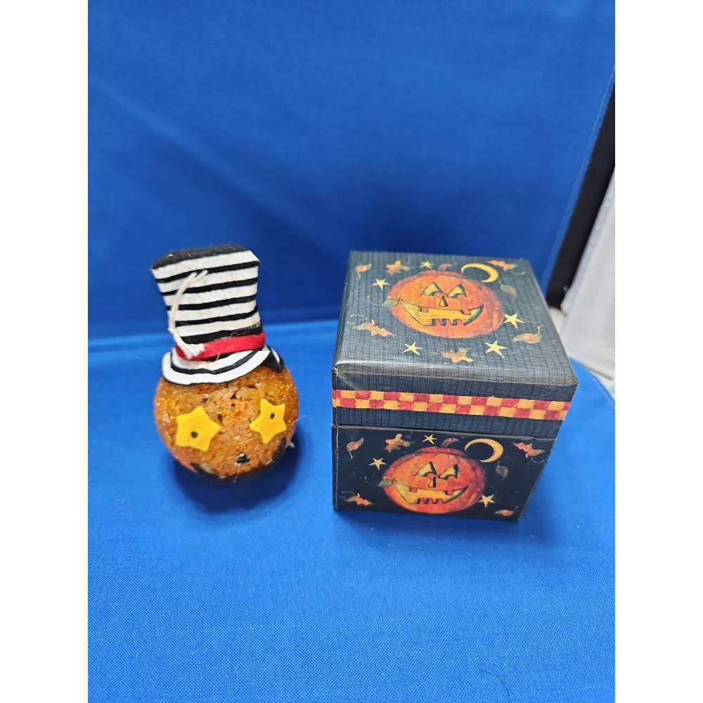 Bob's Boxes Small Box Jack Pumpkin Halloween Susan Winget Vintage 3.25" w/Bonus